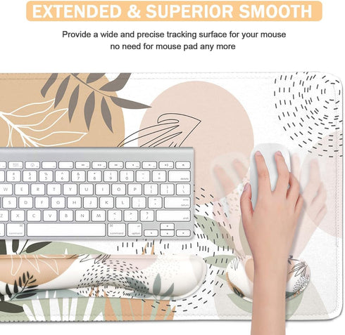 Set, 4Pcs (35.415.7 Set Keyboard Mouse Pad Extended Mouse Pad+Keyboard Wrist Rest Support, Memory Foam Ergonomic Easy