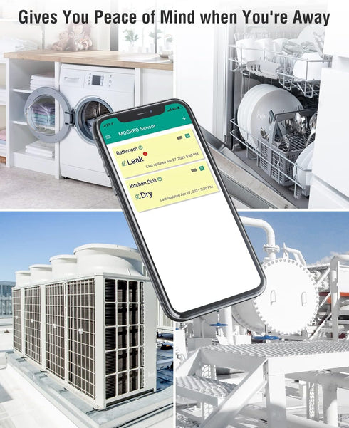 MOCREO SW2 95dB Water Leak Detector Sensor with Alarm, No Subscription Fee, Home Wireless Flood Monitor for Basement