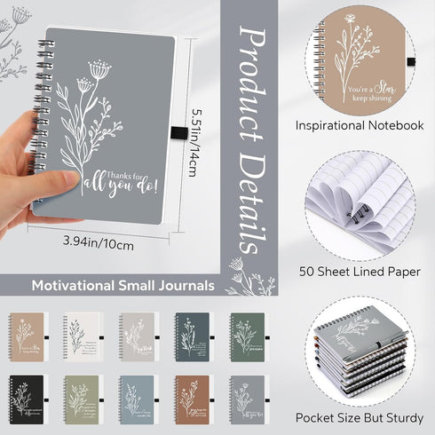Inspirational 20 Pcs Employee Appreciation Gifts, Thank You Spiral Journal, Boho Aesthetic Floral Notepad, Motivational