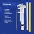EvertechPRO PLBD94005 Anti-Siphon Ballcock Valve for Toilet, Durable Universal Fit Parts Inside Tank Kit