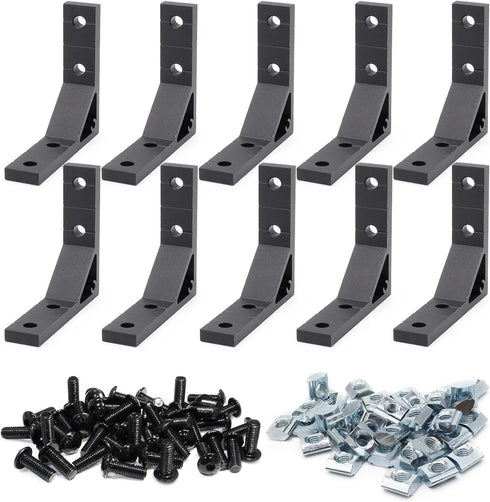 10Sets 78x78mm Black 2020 Aluminum Extrusion Connector Bracket for 2020 Series, 10Pcs Heavy Duty Corner Brackets