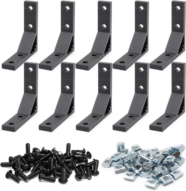 10Sets 78x78mm Black 2020 Aluminum Extrusion Connector Bracket for 2020 Series, 10Pcs Heavy Duty Corner Brackets