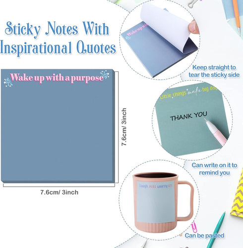 Zonon 36 Pieces Inspirational Sticky Notes 3 x 3 Inch Motivational Fun Notepads Positive Gifts for Teacher Nurse Coworkers Work Studying Supplies (Colorful Style)