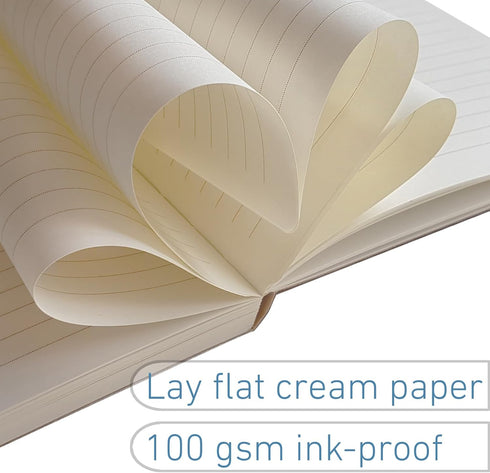 le vent Set of 2 Lined Bound Notebooks, A5, 200 Lay Flat Pages Each, 5x8 Hardcover Journal Refills