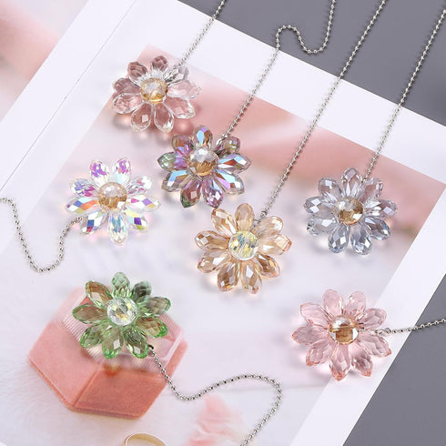 4Pack 24 Inch MECCANIXITY Ceiling Fan Pull Chain, Decorative Ornaments Crystal Flower Pendant Pull Chain Extender