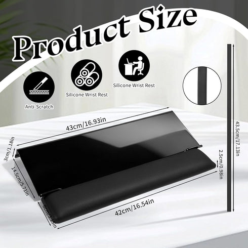 Exclaith 3-Level Computer Keyboard Wrist Rest Stand for Desktop Space-Saving Keyboard Riser with Silicone Wrist Rest
