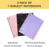 Yoobi College Ruled 8 x 10.5” Spiral Notebook Set – 3-Pack of 1 Subject Notebooks, Pink, Purple & Black Celestial Patterns – 150 Perforated 3-Hole Punched Sheets, For School, Office & Home