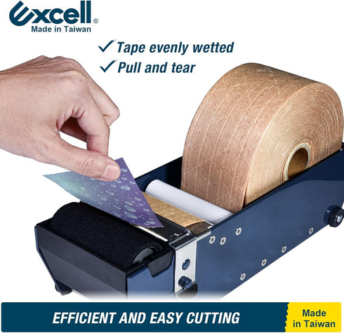 Excell Water Activated Gummed Kraft Paper Tape Dispenser for Shipping Boxes