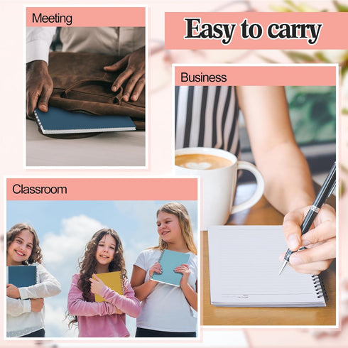 Lewtemi 6 Pack Small Left Handed Notebook 8"x5", Lefty Spiral Notebooks, 50 Sheets College Wide Ruled Paper Journal for
