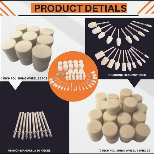 100PCS Polishing Buffing Wheel for Dremel - Polishing Kit, Polishing Wheel for Dremel Tool Accessories, with 1/8" Shank