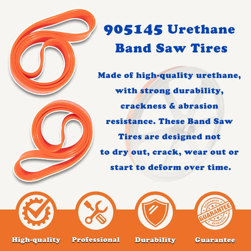 2 Pack Urethane Band Saw Tires for 14" Delta 905145 Craftsman Band Saw - No Adhesive Needed (14" x 1" x 1/8")