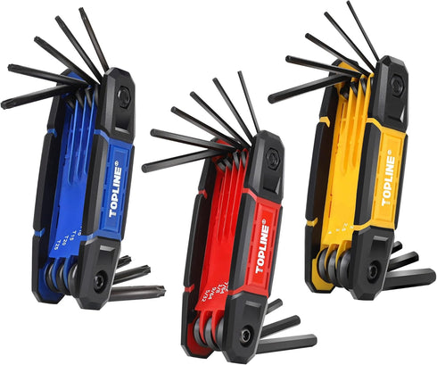 Topline 25-Piece Folding Allen Wrench Set - SAE, Metric, Torx Hex Key Set for Home Repair