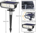 Toodour Solar Spot Lights Outdoor, 2 Pack with 2 Modes, Waterproof Solar Powered Flood Lights for Garden Decor
