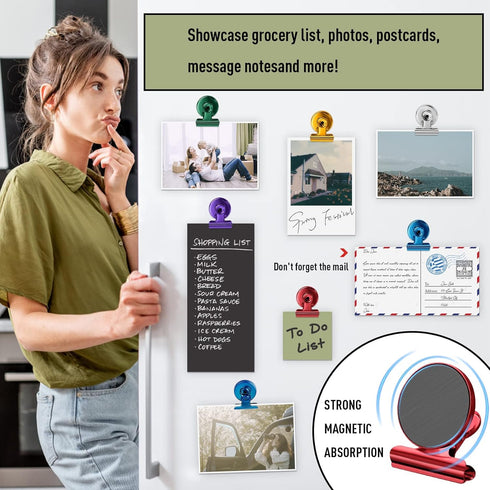 FINDMAG Strong Magnetic Clips, 12 Pack, Heavy Duty, Whiteboard Magnets, Scratch Free Magnet Clips for Photo Displays