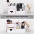 KINGFOM Pu Leather Desk Organizer, White Pen Pencil Holder with 6 Compartments and Drawer, Office Supplies Caddy