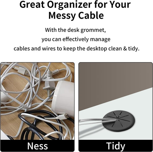 Desk Grommet 2 Inch 2PCS Flexible Desk Hole Cover for Cables, Desktop Equipment Wiring Management Cord Hole Cover for