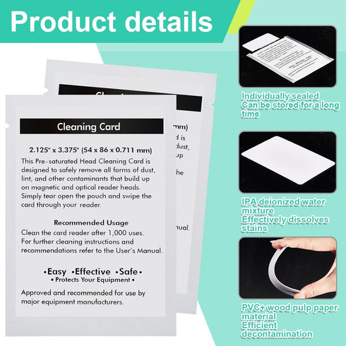 Sliner 100 Cr80 Pcs Credit Card Reader Cleaner Cards Dual Side Reader Cleaning Scanner Cleaning Sheets Pos Swipe