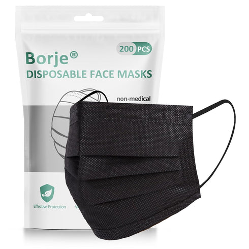 200 3 Borje PCS Black Disposable Face Mask Ply Protection Face Masks