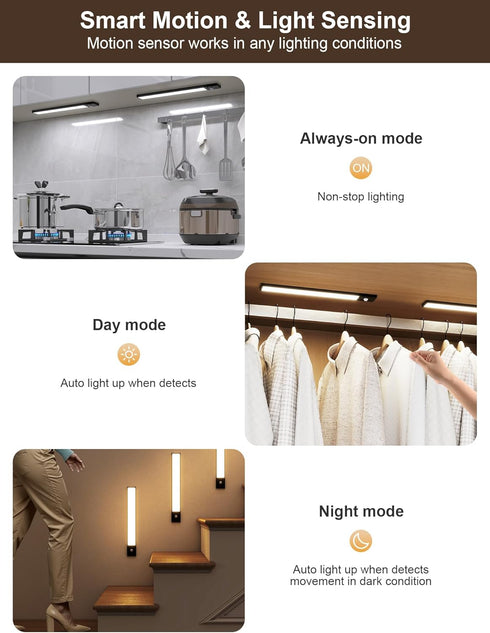 8inch ,56 -3 7 Indoor,1800mah Dimmable Rechargeable under cabinet lighting LED Color& Levels Motion Sensor Light