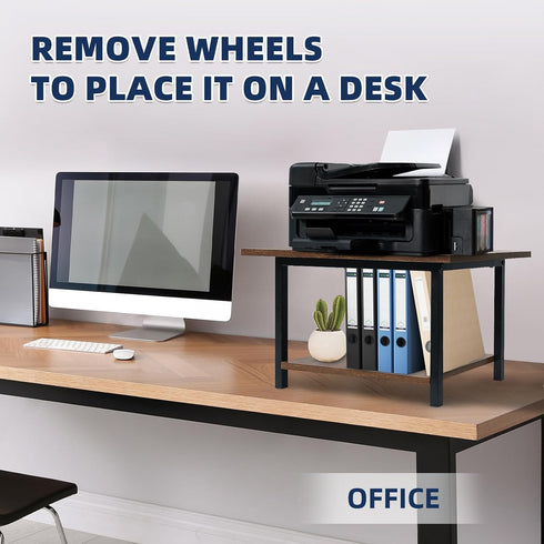 storenization Printer Stand with Storage Shelf, Small Printer Stand for Desk Office Home, Under Desk Printer Table