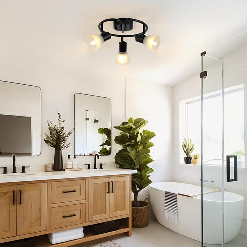 3-Light KEESFU Kitchen Flush Mount Ceiling LightModern Round Track Lighting FixturesDirectional Ceiling Spot Light