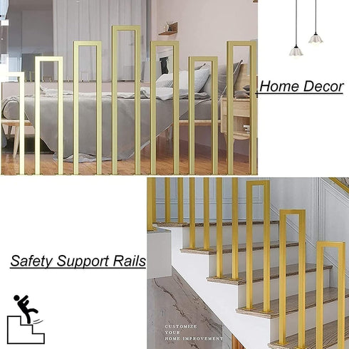 Generic 1.3ft-3.2ft 40cm) Stair Handrail - U-Shaped Iron Stairway Guardrails, Gold, Non-Slip Hand Rails, for Elderly