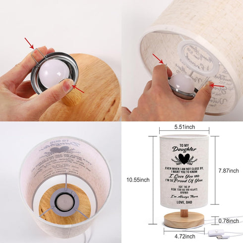 WSYEAR Birthday Gifts for Daughter from Dad - Best Father Daughter Graduation Gifts, Table Lamp for Grown Daughter