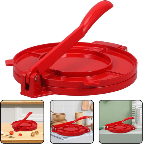 TOYANDONA Tortilla Press Manual Dough Presser Red Sturdy Kitchen Tool for Flour Tortillas Flatbread Press for Home