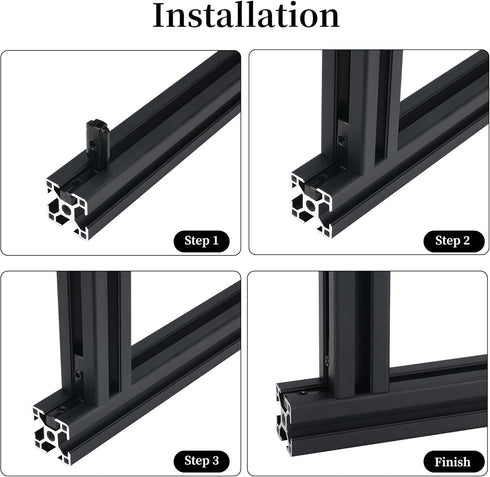 10 Sets Black L Shape 3030 Series Inside Corner Connector Bracket Set for 6mm T Slot Aluminum with 20 Screws