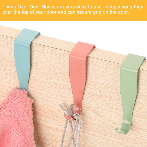 uxcell 4 Pack Over The Door Hook, Carbon Steel Single Hooks, Metal Door Hanger for Home Kitchen Decoration (Green)