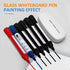 Glass Dry Erase Markers & Spray Eraser for Magnetic Glass Board - 2-in-1 Liquid Whiteboard Pens (4 Black 1 Blue 1 Red)