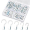 110Pcs Premium Screw Hooks, White Vinyl Coated Cup Hooks, 5 Sizes Heavy Duty Hook Screws for Hanging Plants