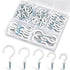 110Pcs Premium Screw Hooks, White Vinyl Coated Cup Hooks, 5 Sizes Heavy Duty Hook Screws for Hanging Plants