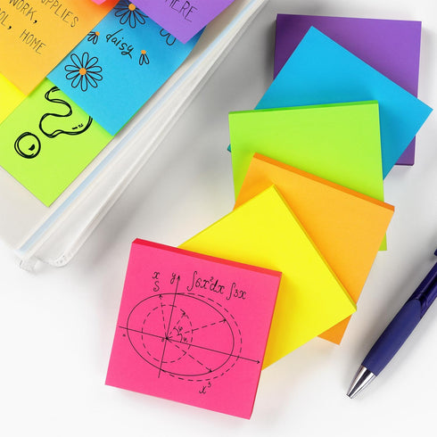Sticky Notes, 3x3 inch Bright Colors, Self-Stick Pads, 48 Pads/Pack, 90 Sheets/Pad, Total 4320 Sheets