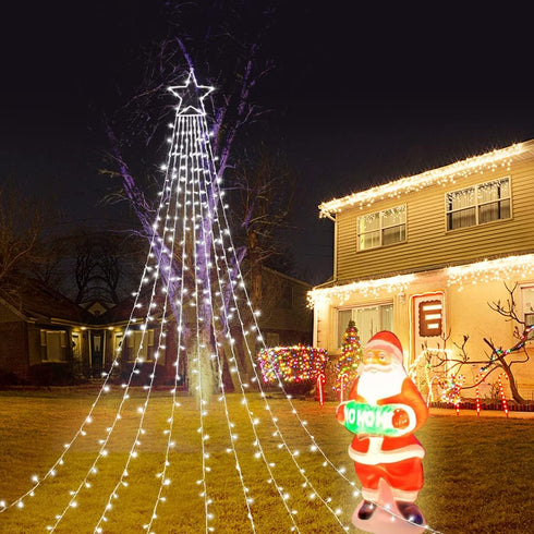 320 8 FUNIAO Outdoor Christmas Star Lights LED Waterfall Christmas Tree Lights Lighting Modes Outdoor Christmas