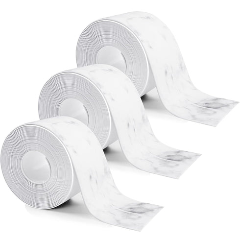 3 Rolls 10.5 Feet Caulk Tape, Self Adhesive Bathroom Caulking Strip, Bathtub Tape, Peel and Stick, 1.5 Inches (White
