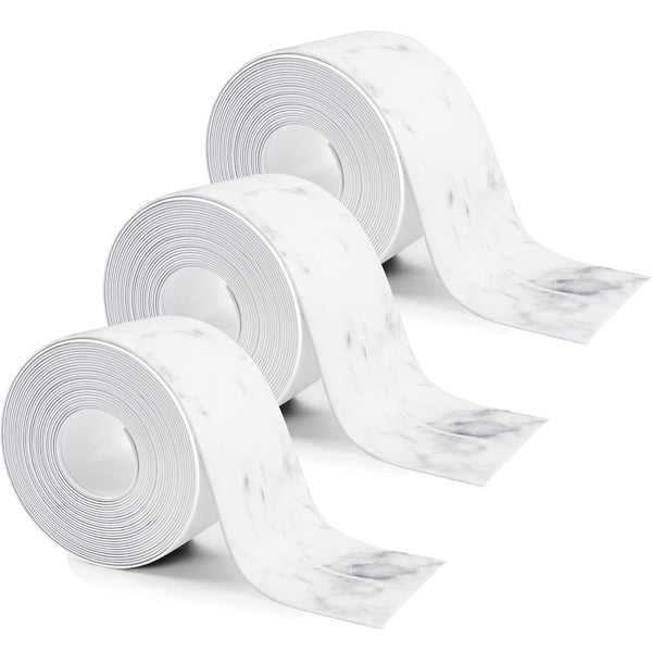 3 Rolls 10.5 Feet Caulk Tape, Self Adhesive Bathroom Caulking Strip, Bathtub Tape, Peel and Stick, 1.5 Inches (White