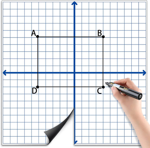 Teling 4 Pieces Jumbo Magnetic XY Coordinate Dry Erase Grid, 26 x 26 Inches for Classrooms and Teaching Tools