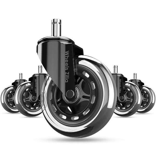 Office Chair Caster Wheels, Set of 5, 3 Inch Heavy-Duty Rubber Wheels for Desk & Gaming Chair, Easy to Install for All