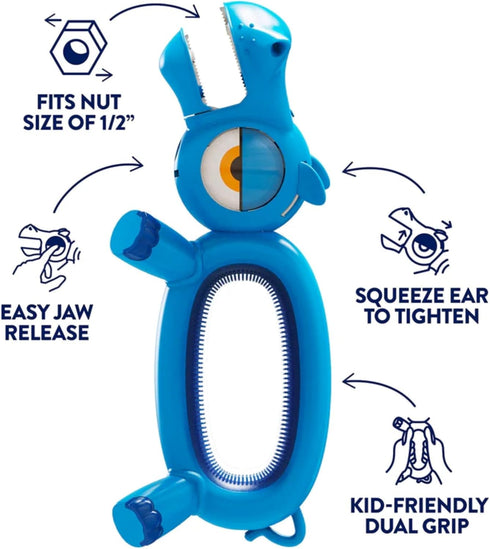 Famm 5+ Handy Bolt Hippo Kids Adjustable Wrench Real STEM DIY Tool Ages | Ergonomic Grip, Fine Motor Skill Builder