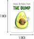 NALSDesigns Birthday From The Bump Card - Kawaii Avocado Card - Newborn Greeting Card - New Parents Announcement Card