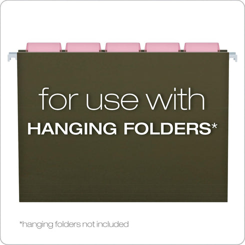 Pendaflex Hanging Folder Tabs - 2" Clear Pink - 25 Tabs and Inserts per Pack