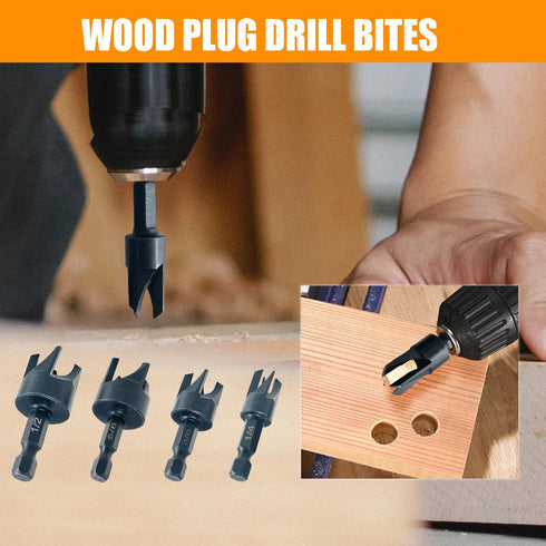 9Pcs Wood Countersink Drill Bit Set, Titanium Tapered Drill Bits for Woodworking and Carpentry