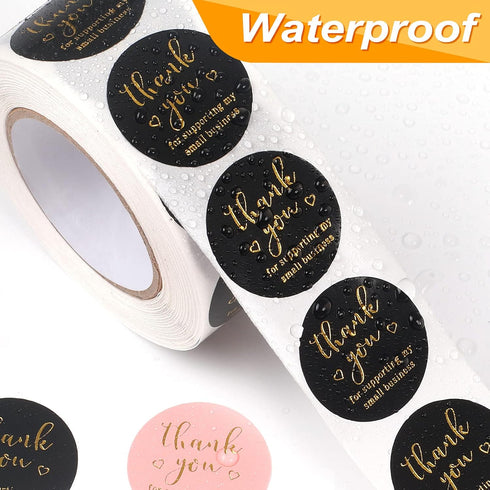 Thank You Round Stickers for Supporting My Small Business, Adhesive Labels, 3-Color, 1 inch (2000 Pcs, 4 Rolls)