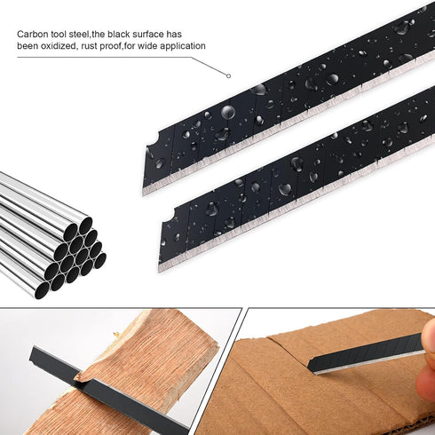 FOSHIO 100PCS 60 Degree Blades, Carbon Steel Snap Off Blades 9mm for Box Cutters, Utility Knife Universal Art Knife
