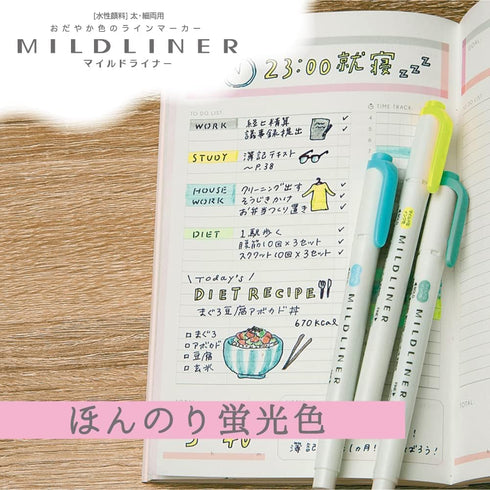 ZEBRA WKT7-5C-N Mildliner Highlighter, Faint Fluorescent Colors, 5 Colors