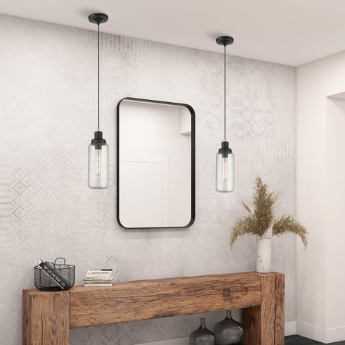 40614-04, Livex Lighting, Oakhurst, Mini Pendant, Black with Brushed Nickel Accent