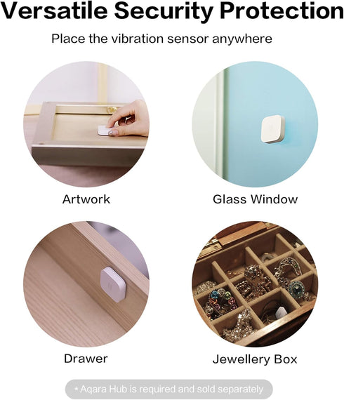 Aqara Vibration Sensor, Requires Aqara Hub, Wireless Mini Glass Break Detector for Smart Home Automation