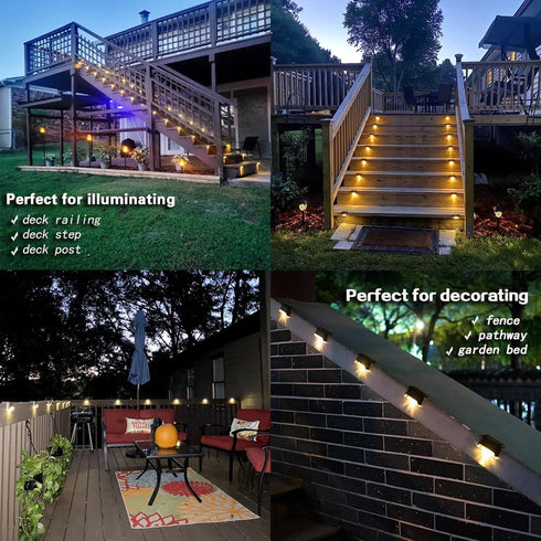 MAIXI 4 16-Pack) Solar Deck Lights Outdoor, PCs LED Solar Fence Lights Waterproof, Garden Decorative Solar Step Lights