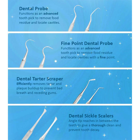 SURGICAL ONLINE Professional Dental Tools Kit, 6 pcs with Pouch, Teeth Cleaning Oral Care Kit